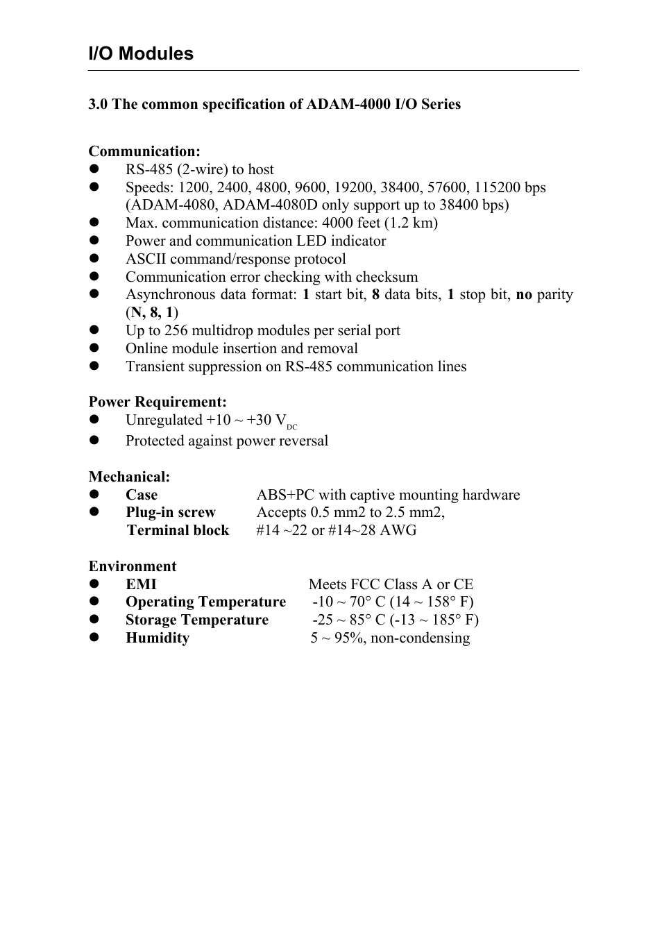 I/o modules | Advantech Data Acquisition Modules ADAM 4000 User Manual | Page 29 / 429