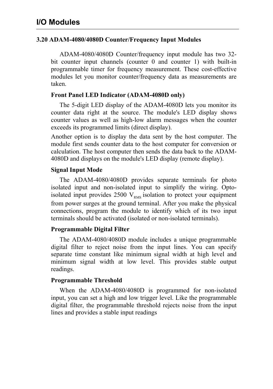 I/o modules | Advantech Data Acquisition Modules ADAM 4000 User Manual | Page 99 / 429