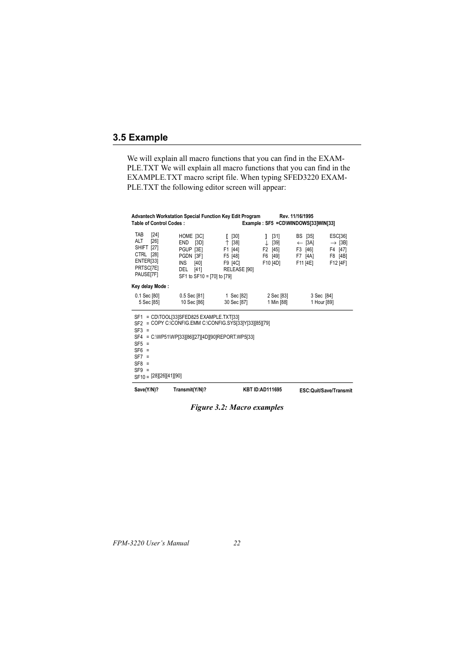 5 example, Figure 3.2: macro examples, Example | Advantech FPM-3220 User Manual | Page 30 / 40