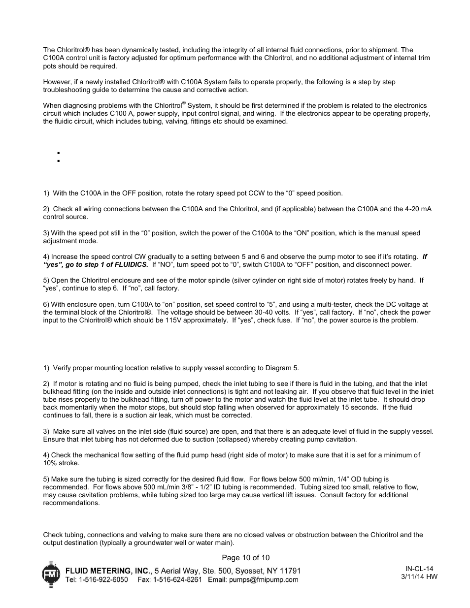 Tips from the field | FMI CL1 User Manual | Page 10 / 10
