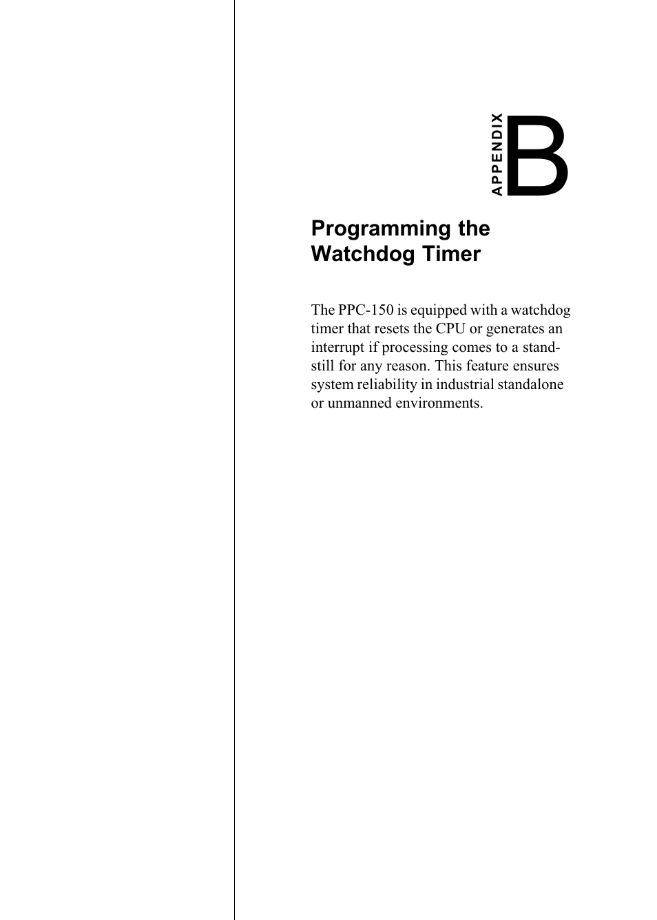 Appendix b programming the watchdig timer | Advantech PENTIUM PPC-150 User Manual | Page 157 / 192