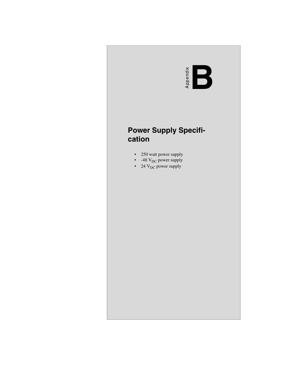 Appendix b, Power supply specification, Power supply specifi- cation | Advantech AWS-8248 User Manual | Page 53 / 66