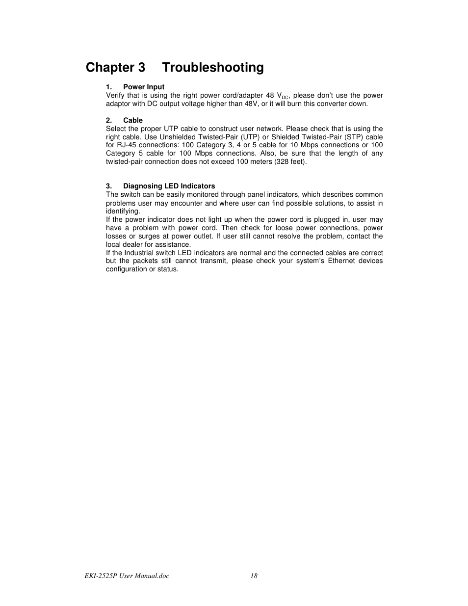 Chapter 3 troubleshooting | Advantech EKI-2525P User Manual | Page 26 / 28