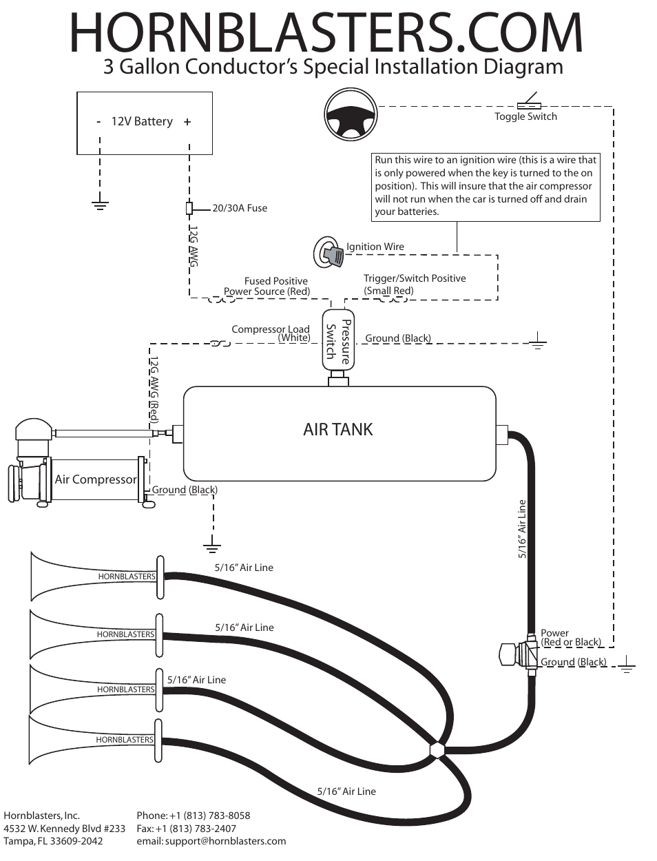 3 gallon conductor’s special installation diagram, Air tank | HornBlasters HB4H3G28 3 Gallon 3 Port Conductor's Special User Manual | Page 8 / 8