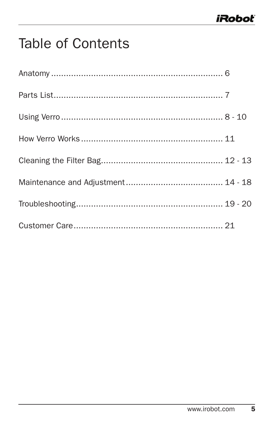 iRobot Verro 600 User Manual | Page 5 / 25