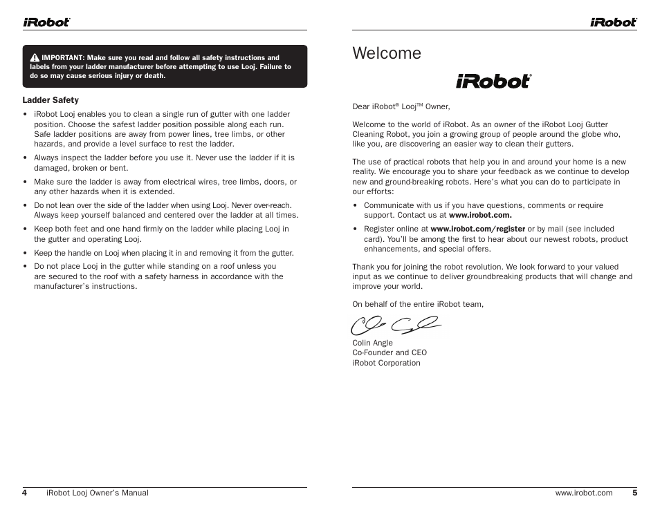 Welcome | iRobot Looj User Manual | Page 3 / 13
