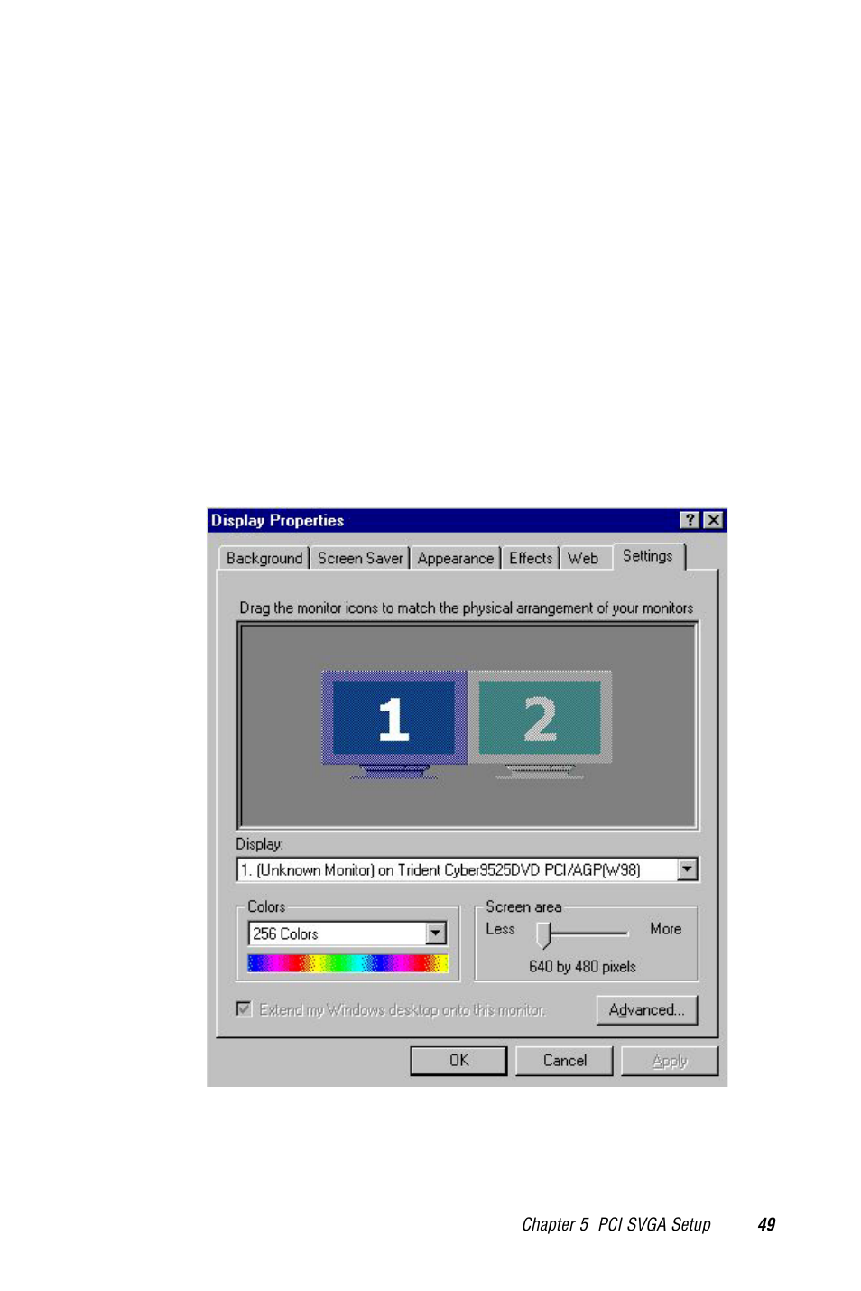 4 dual/simultaneous display, Figure 5-1: selecting display settings | Advantech PCM-9570/S 2006957006 5th Edition User Manual | Page 61 / 128