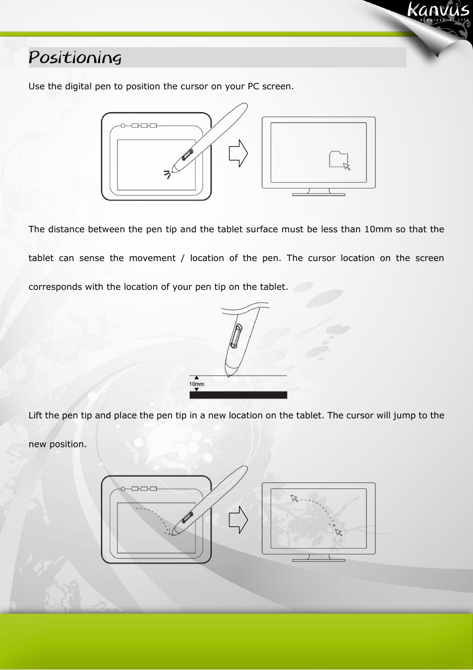 Positioning | KWorld Kanvus Office 54 User Manual | Page 42 / 67