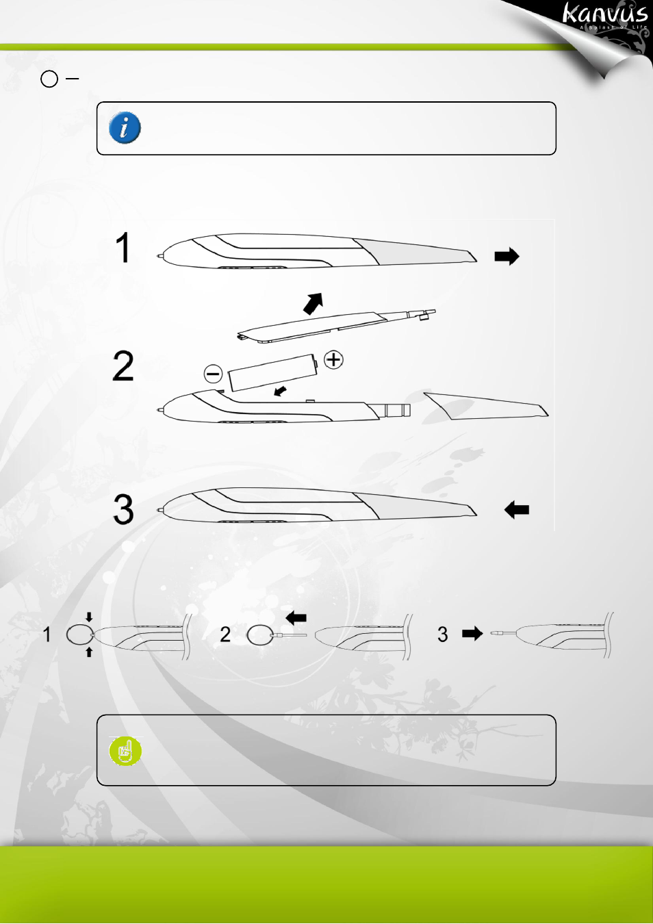 Changing the battery, Changing the pen tip | KWorld Kanvus Artist 127 User Manual | Page 11 / 82