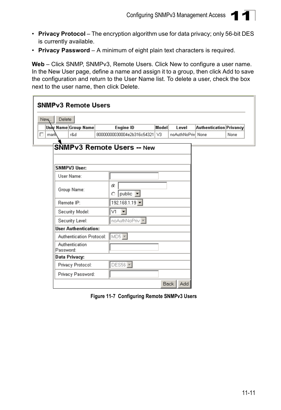 Figure 11-7, Configuring remote snmpv3 users | Accton Technology Direk Tronik ES4524D User Manual | Page 111 / 588