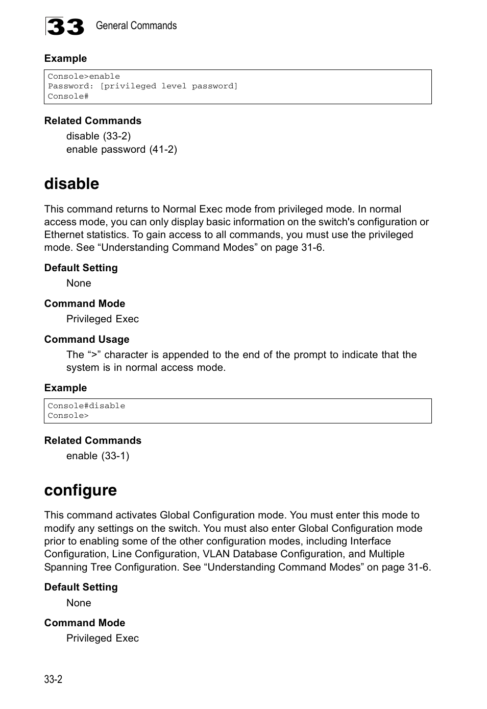 Disable, Configure, Disable 33-2 configure 33-2 | Accton Technology Direk Tronik ES4524D User Manual | Page 286 / 588