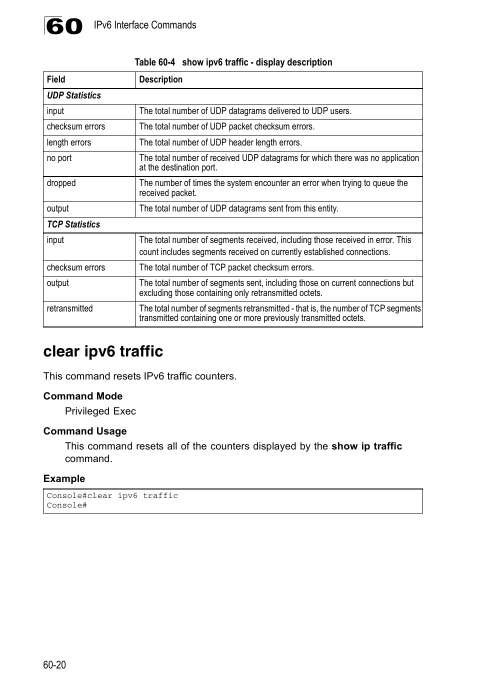 Clear ipv6 traffic | Accton Technology Direk Tronik ES4524D User Manual | Page 552 / 588