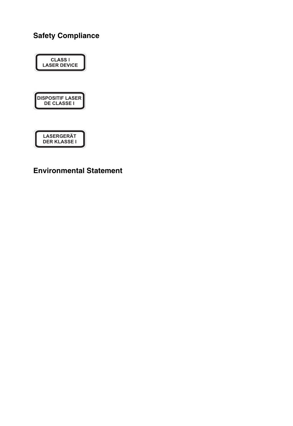 Safety compliance, Environmental statement | Accton Technology Media Converter EC3802-WDM User Manual | Page 7 / 30