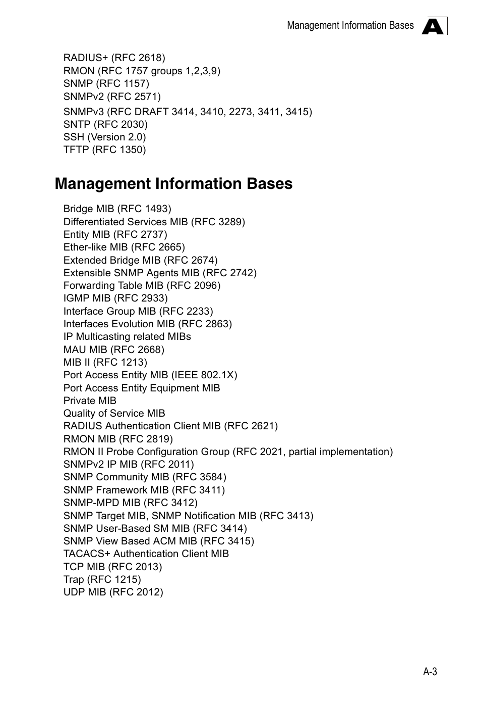 Management information bases | Accton Technology Edge-corE Fast Ethernet Switch ES3528M-SFP User Manual | Page 627 / 644
