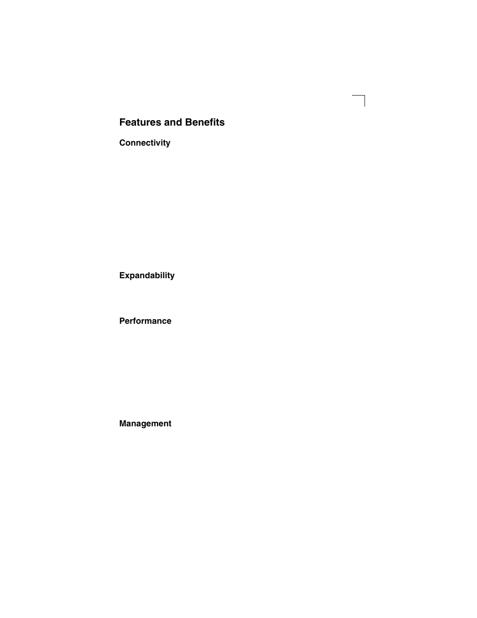 Features and benefits, Connectivity, Expandability | Performance, Management | Accton Technology ES3628EA User Manual | Page 21 / 62