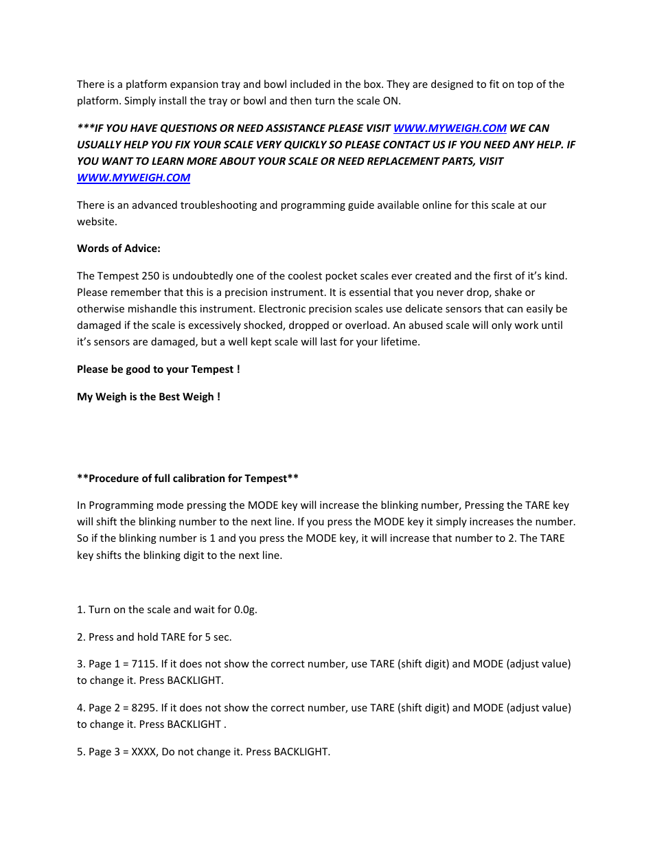 MyWeigh TEMPEST User Manual | Page 5 / 6