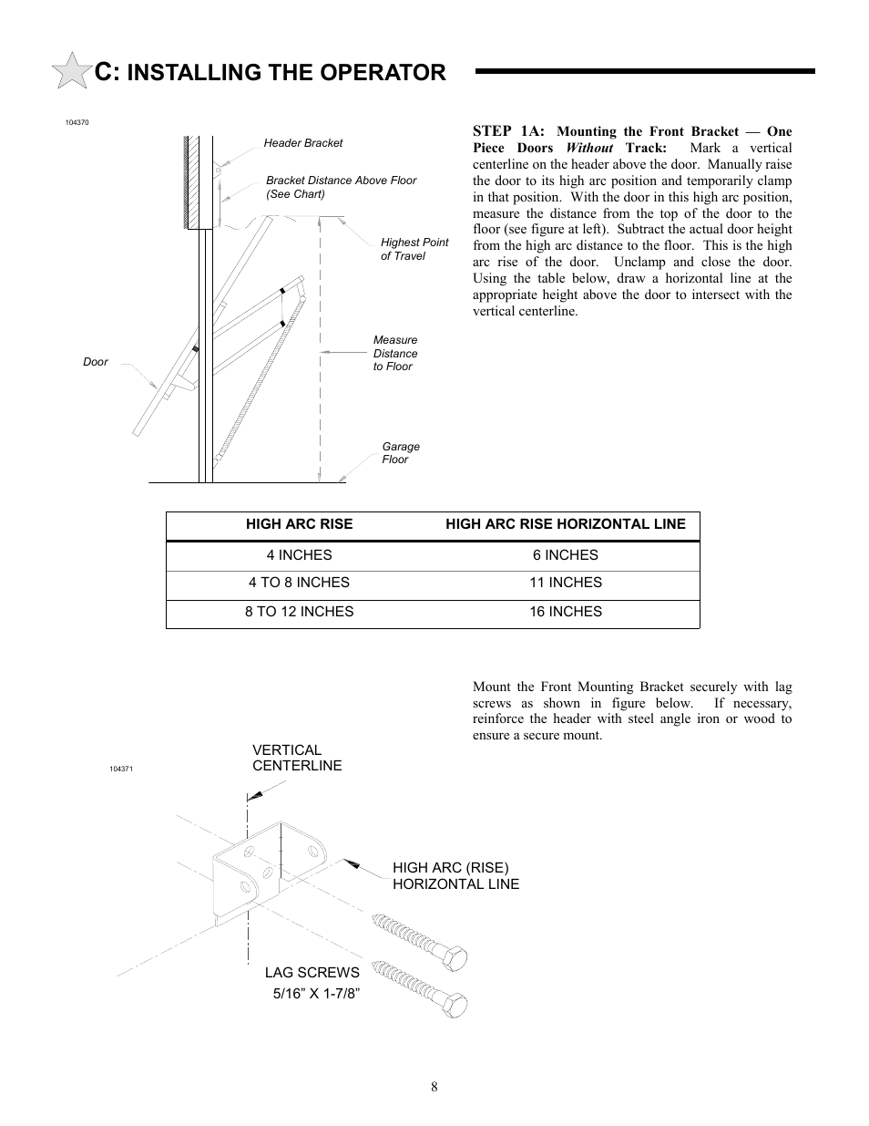 Installing the operator | Allstar Products Group 3500 User Manual | Page 8 / 24