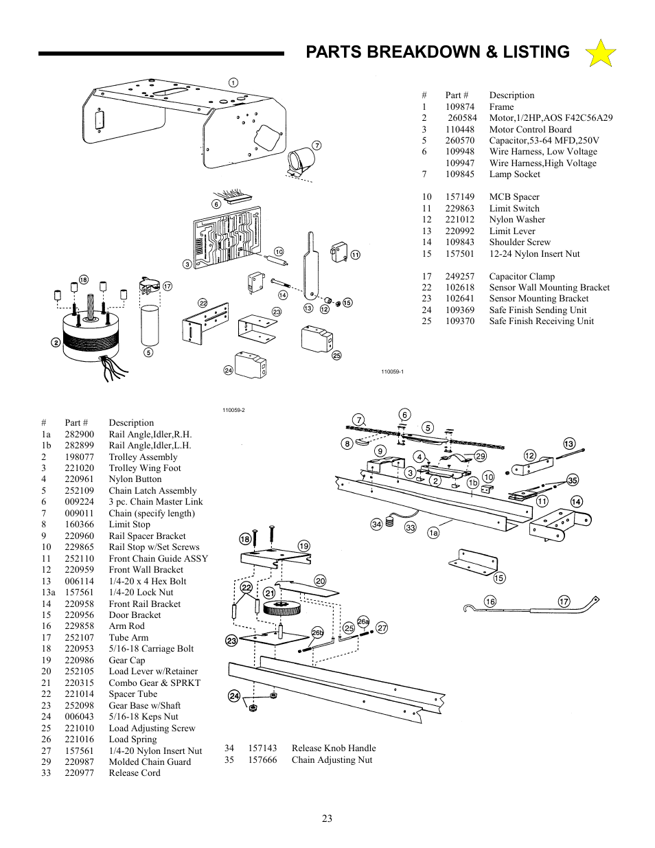 Parts breakdown & listing | Allstar Products Group LT 50 User Manual | Page 23 / 24