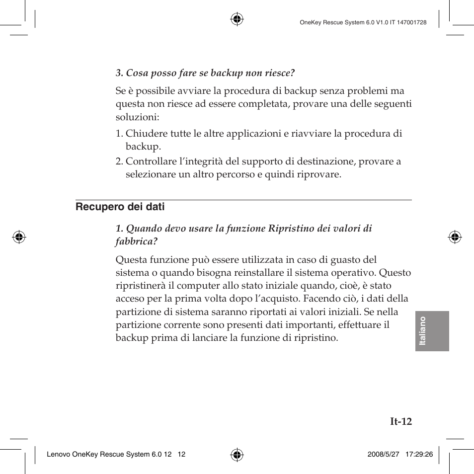 Recupero dei dati | Lenovo IdeaPad Y710 User Manual | Page 115 / 138