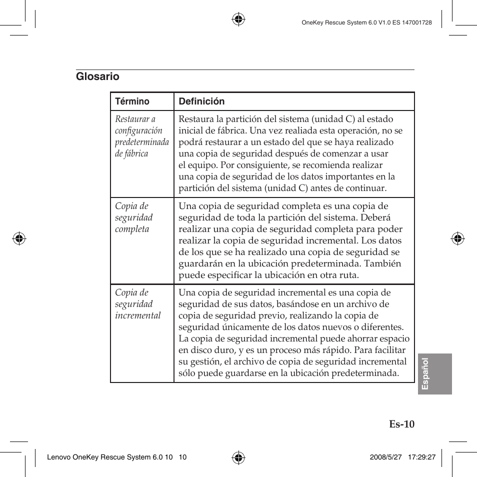 Glosario | Lenovo IdeaPad Y710 User Manual | Page 131 / 138