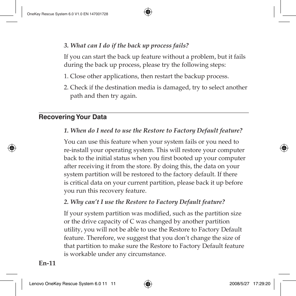 Recovering your data, See recovering your data | Lenovo IdeaPad Y710 User Manual | Page 14 / 138