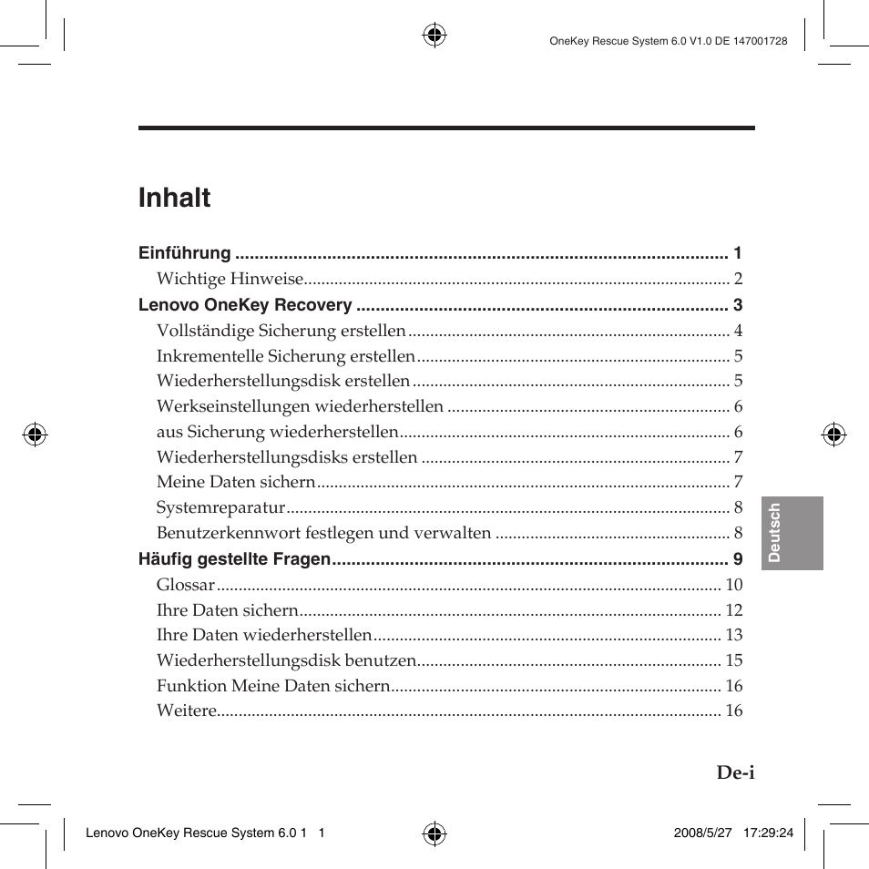 Inhalt | Lenovo IdeaPad Y710 User Manual | Page 85 / 138