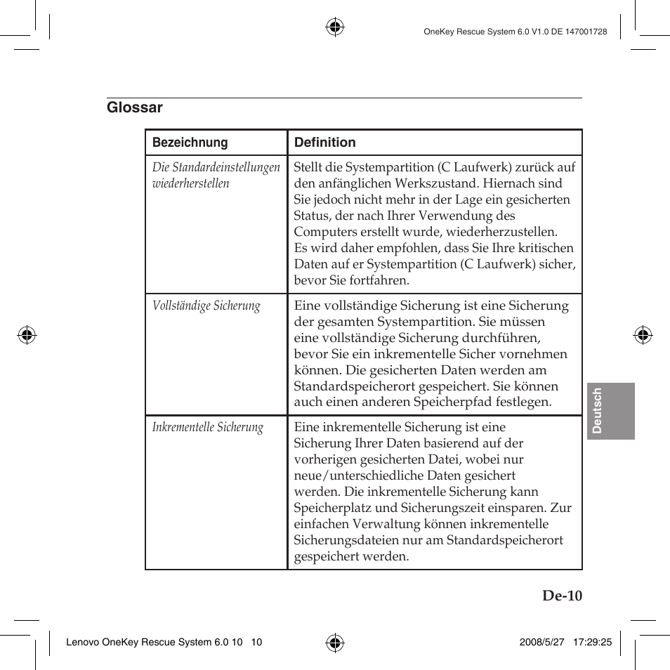 Glossar | Lenovo IdeaPad Y710 User Manual | Page 95 / 138