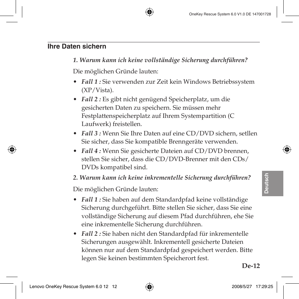 Ihre daten sichern | Lenovo IdeaPad Y710 User Manual | Page 97 / 138