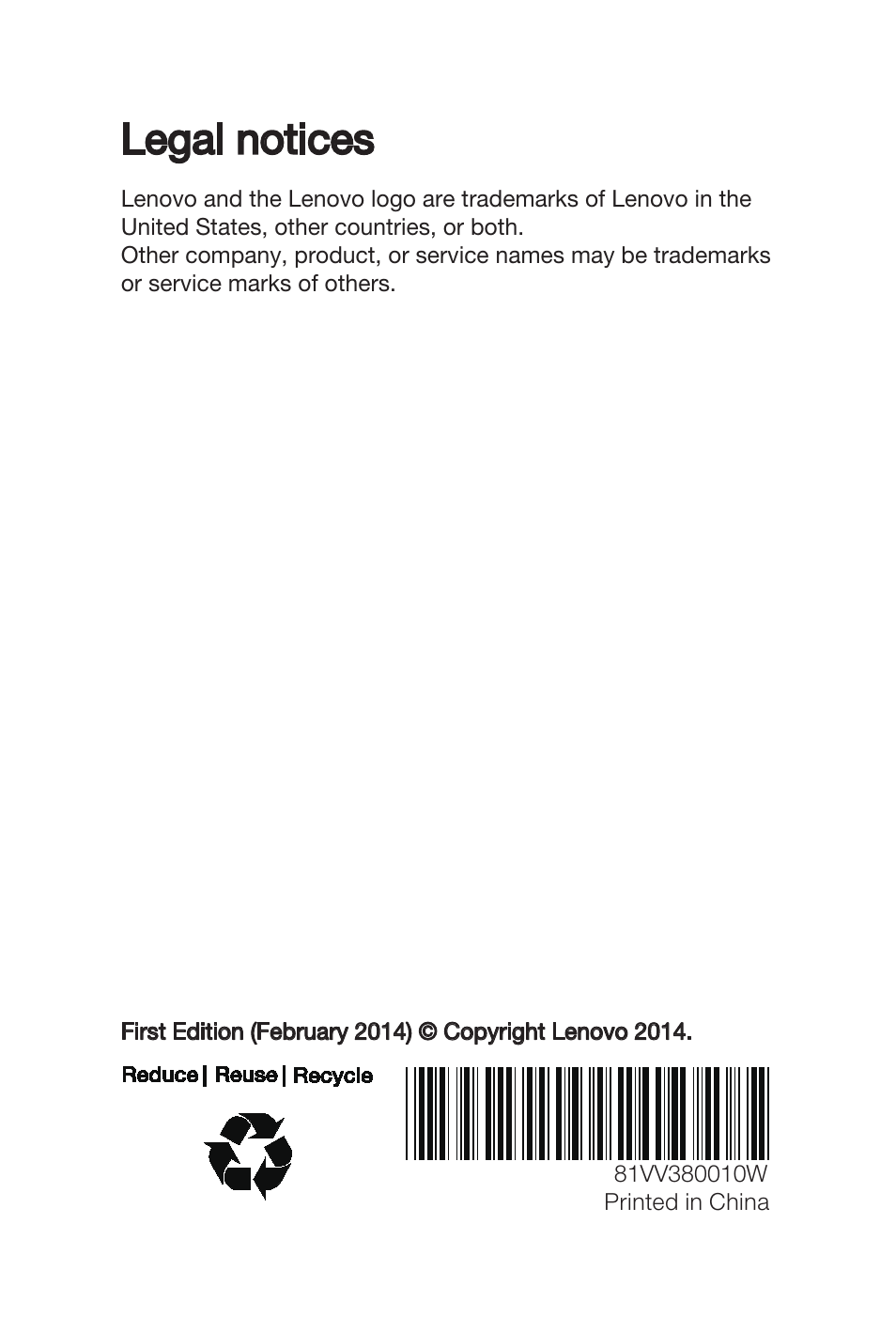 Legal notices | Lenovo S660 Smartphone User Manual | Page 19 / 19