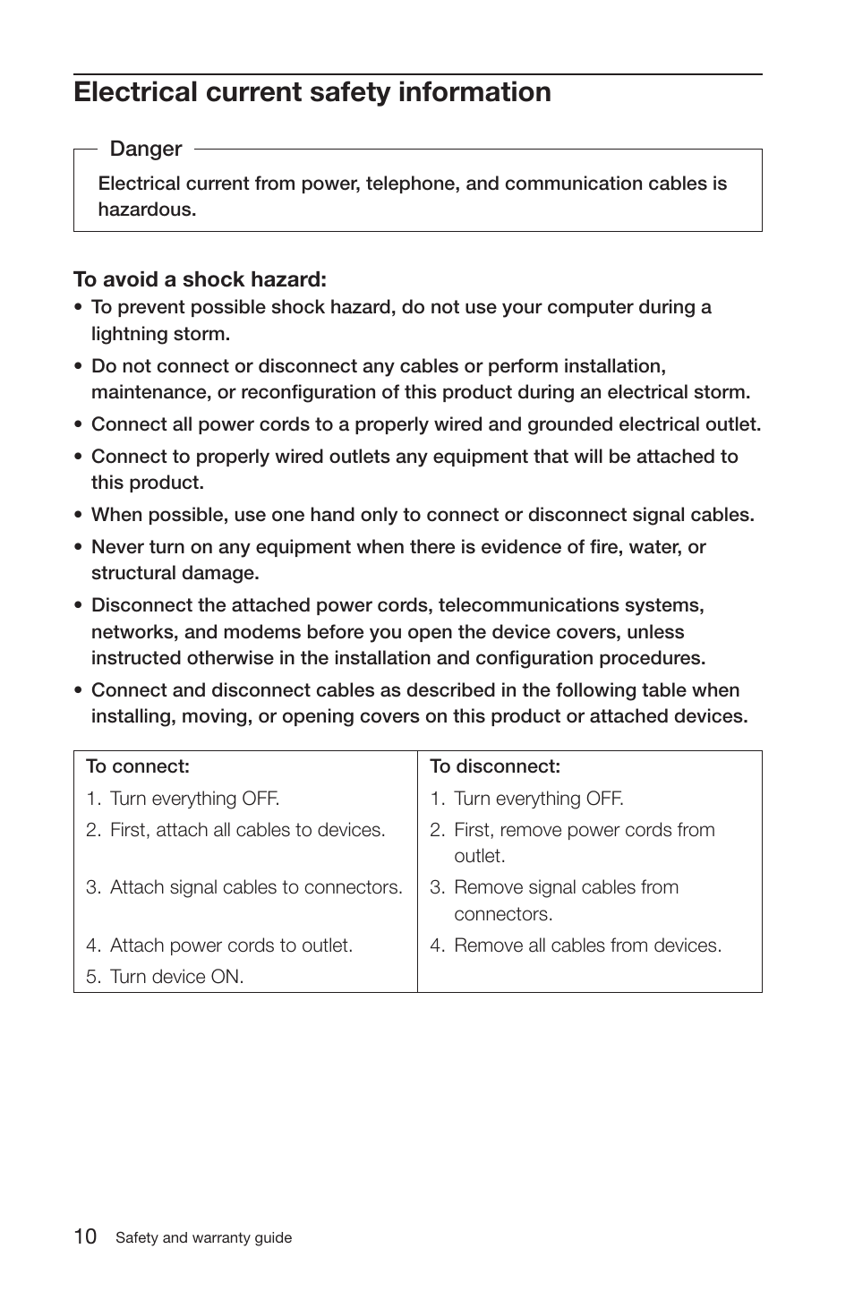 Electrical current safety information | Lenovo IdeaCentre K200 User Manual | Page 13 / 35