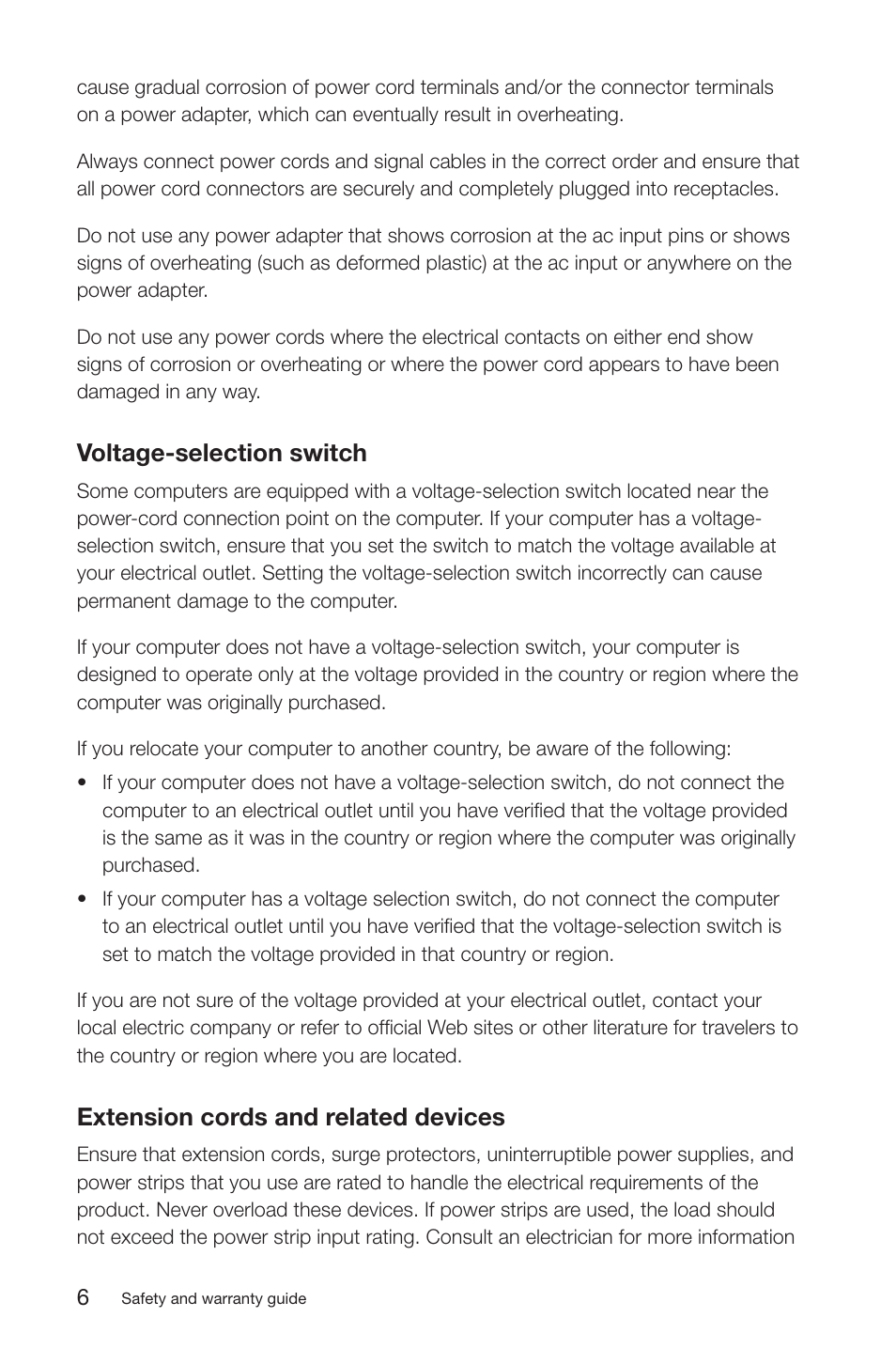 Voltage-selection switch, Extension cords and related devices | Lenovo IdeaCentre K200 User Manual | Page 9 / 35