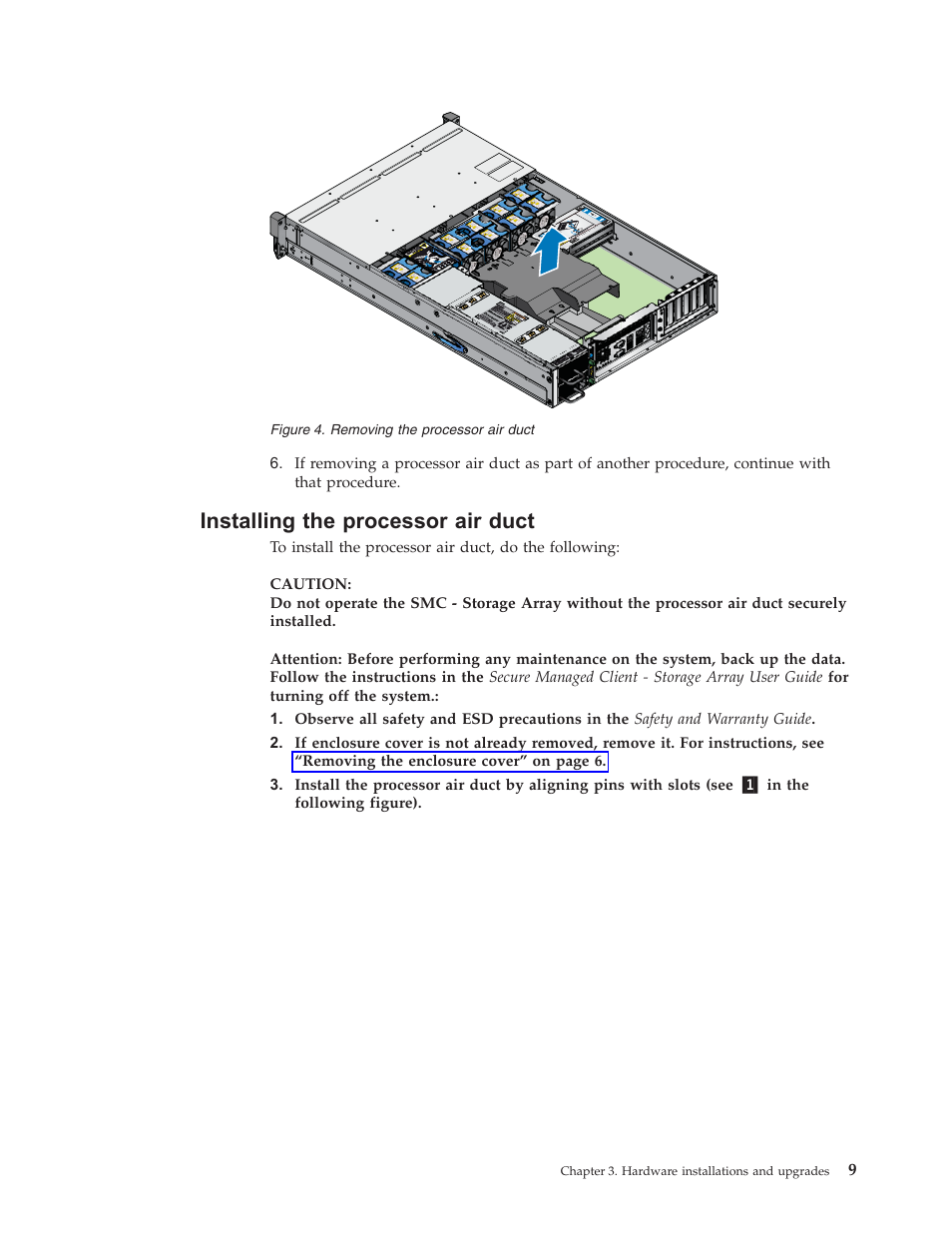 Installing the processor air duct, Installing, Processor | Duct, Removing | Lenovo Secure Managed Client User Manual | Page 17 / 52