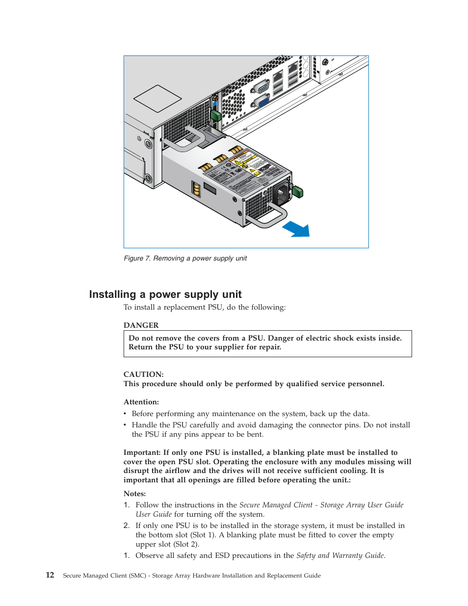 Installing a power supply unit, Installing, Power | Supply, Unit, Removing | Lenovo Secure Managed Client User Manual | Page 20 / 52
