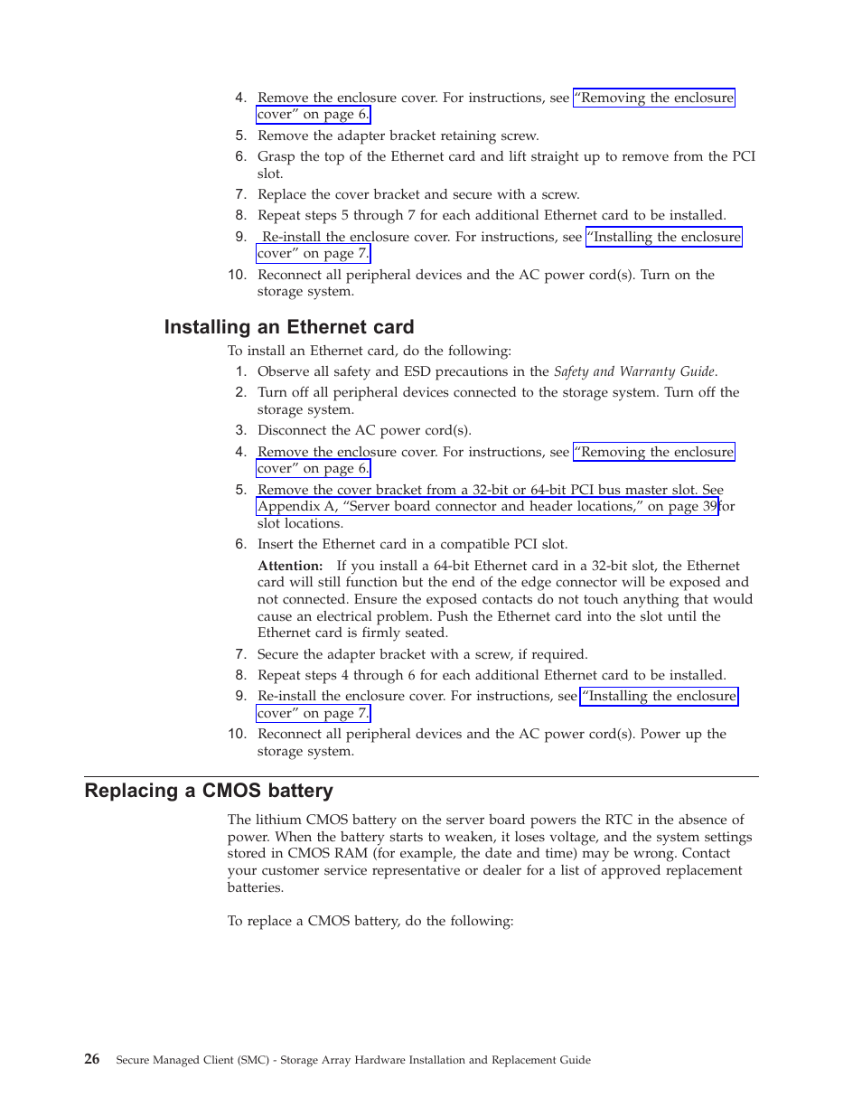 Installing an ethernet card, Replacing a cmos battery, Installing | Ethernet, Card, Replacing, Cmos, Battery | Lenovo Secure Managed Client User Manual | Page 34 / 52
