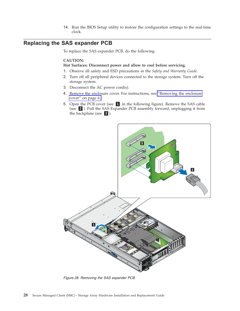 Replacing the sas expander pcb, Replacing, Expander | Removing | Lenovo Secure Managed Client User Manual | Page 36 / 52