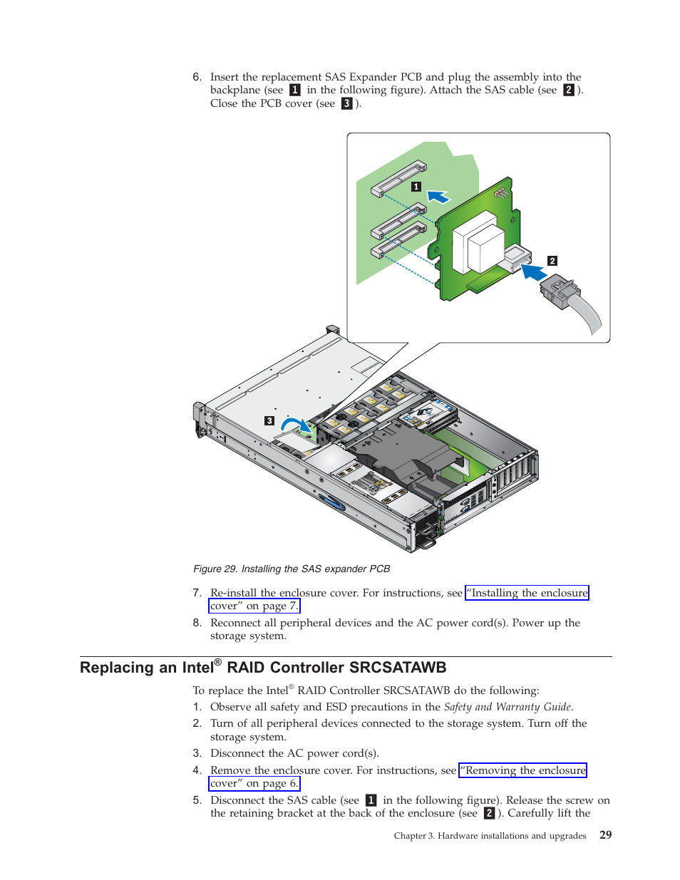 Replacing an intel® raid controller srcsatawb, Replacing, Intel | Raid, Controller, Srcsatawb, Installing, Expander | Lenovo Secure Managed Client User Manual | Page 37 / 52