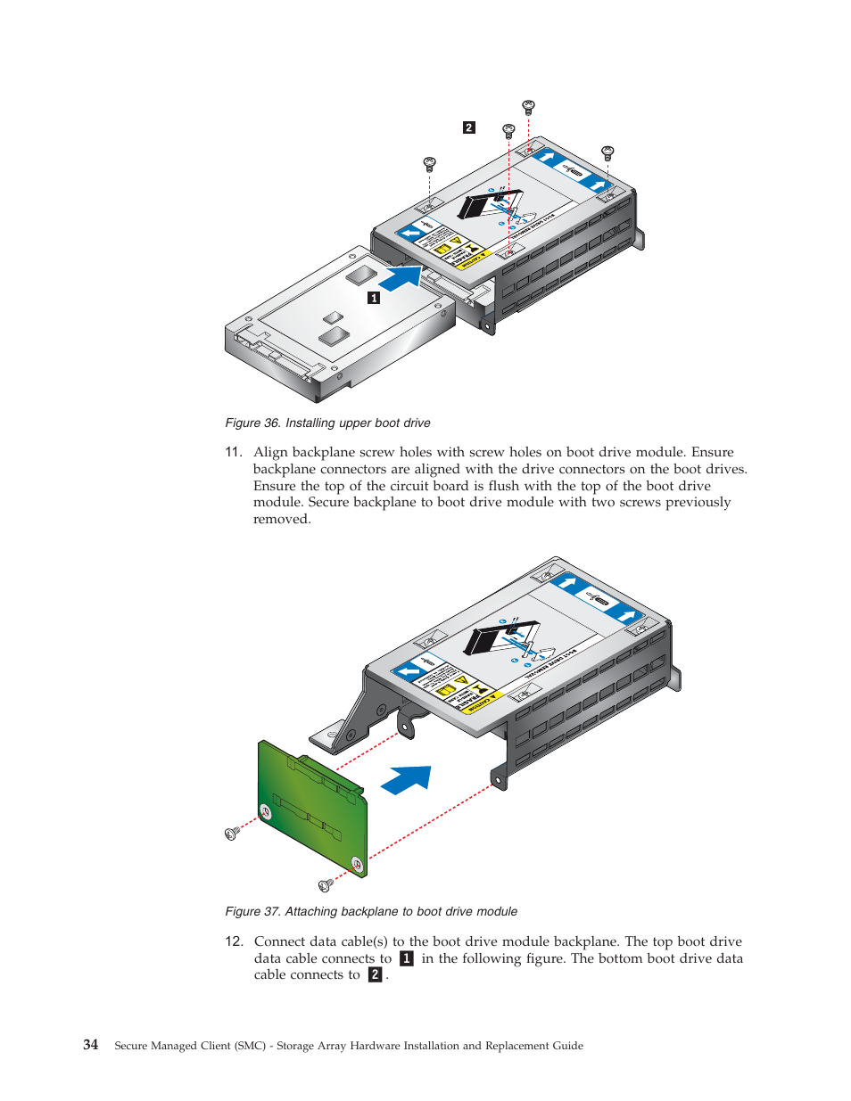 Installing, Upper, Boot | Drive, Attaching, Backplane, Module | Lenovo Secure Managed Client User Manual | Page 42 / 52