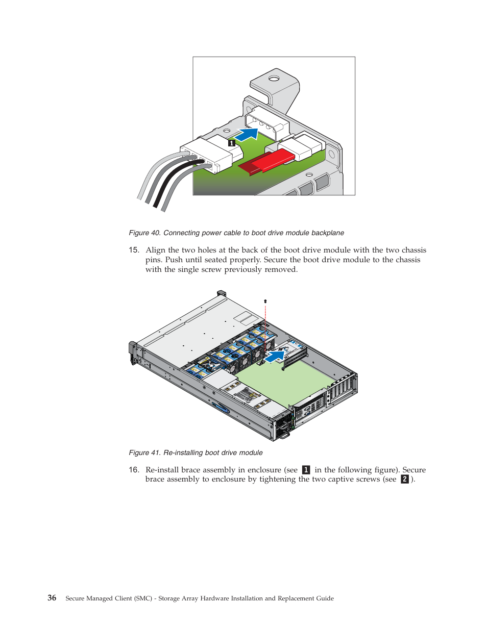 Connecting, Power, Cable | Boot, Drive, Module, Backplane, Re-installing | Lenovo Secure Managed Client User Manual | Page 44 / 52