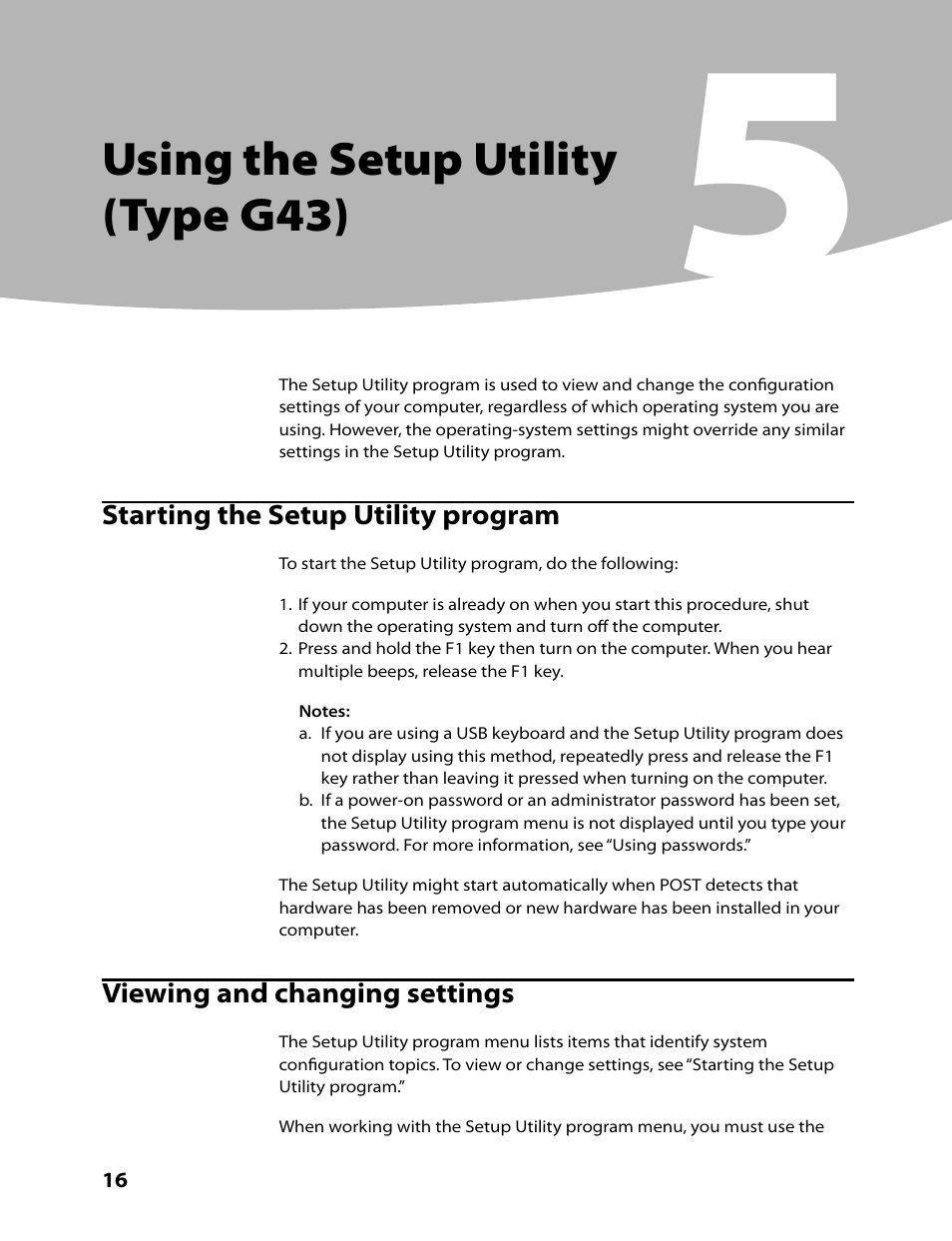 Using the setup utility (type g43) | Lenovo IdeaCentre K330B User Manual | Page 18 / 57