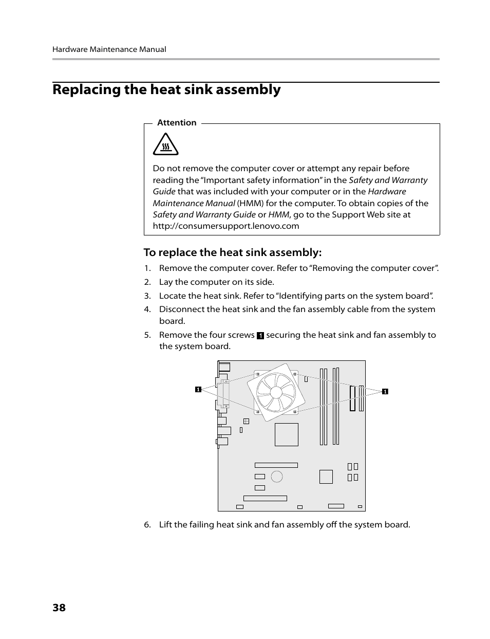 Replacing the heat sink assembly | Lenovo IdeaCentre K330B User Manual | Page 40 / 57