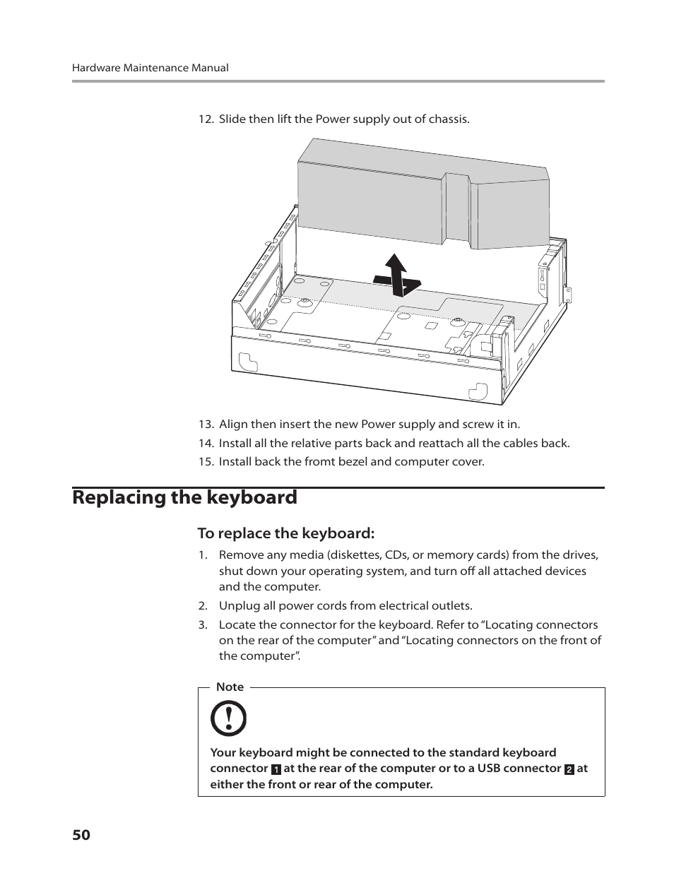 Replacing the keyboard | Lenovo 3000 H305 Desktop User Manual | Page 52 / 56
