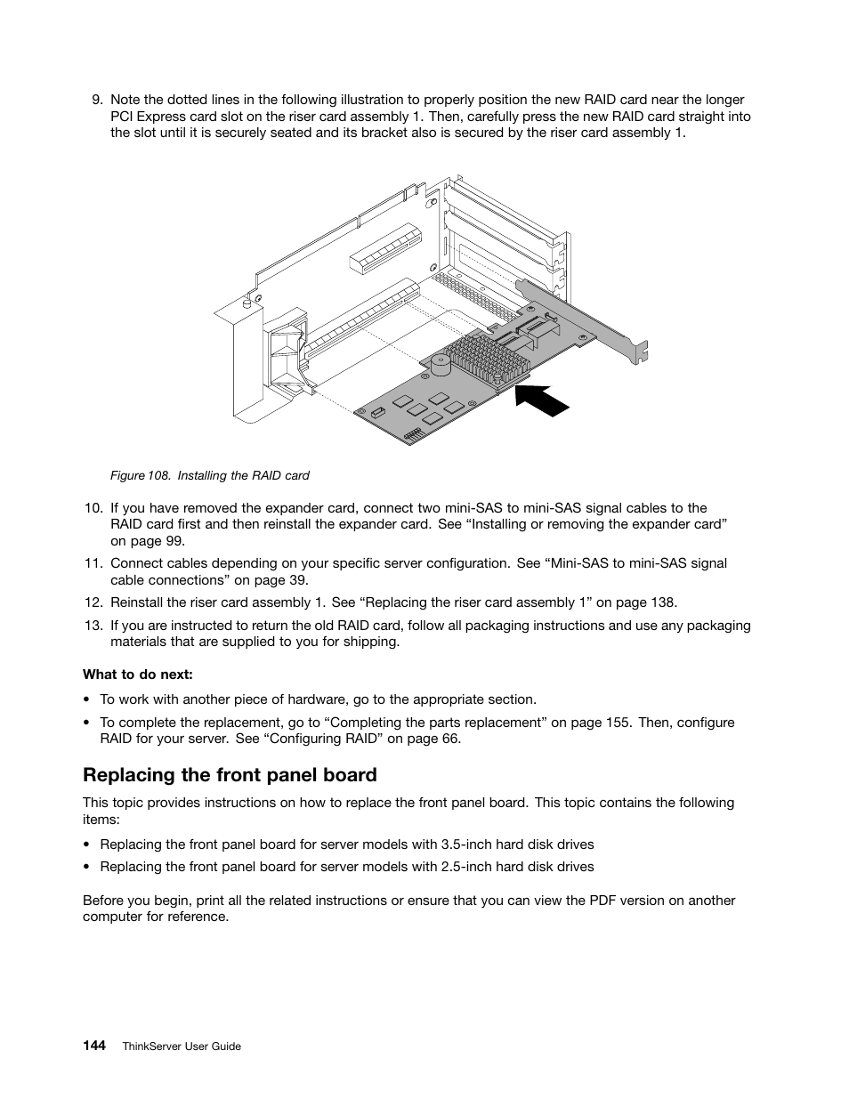 Replacing the front panel board | Lenovo ThinkServer RD630 User Manual | Page 156 / 196