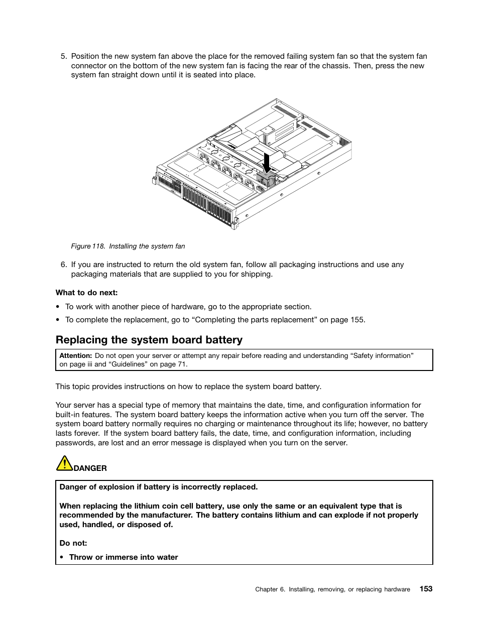 Replacing the system board battery | Lenovo ThinkServer RD630 User Manual | Page 165 / 196