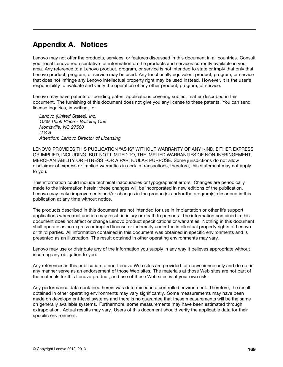 Appendix a. notices | Lenovo ThinkServer RD630 User Manual | Page 181 / 196