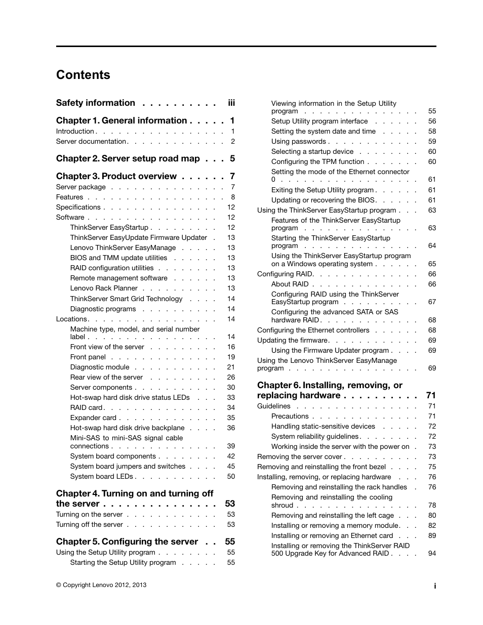 Lenovo ThinkServer RD630 User Manual | Page 3 / 196