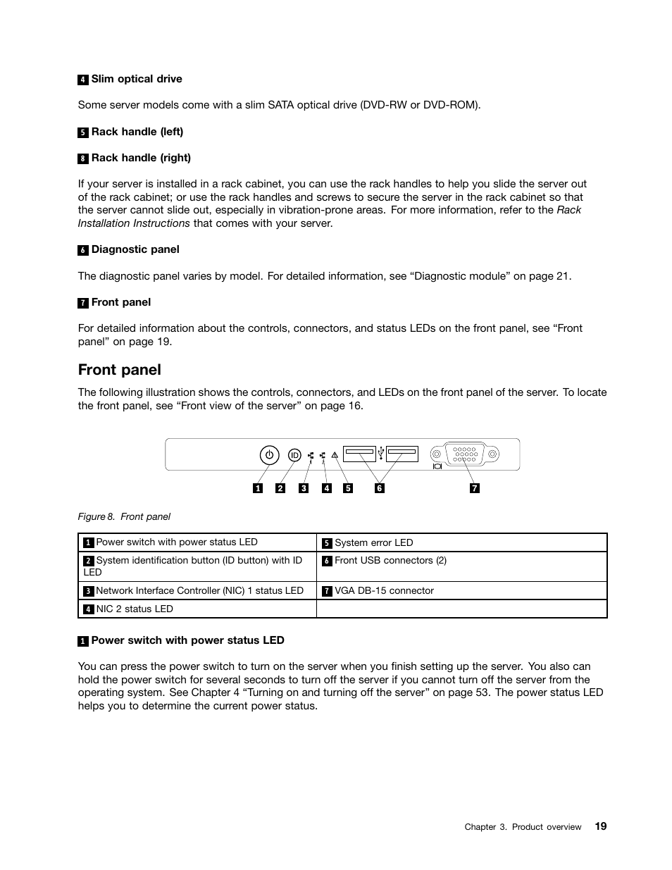 Front panel | Lenovo ThinkServer RD630 User Manual | Page 31 / 196