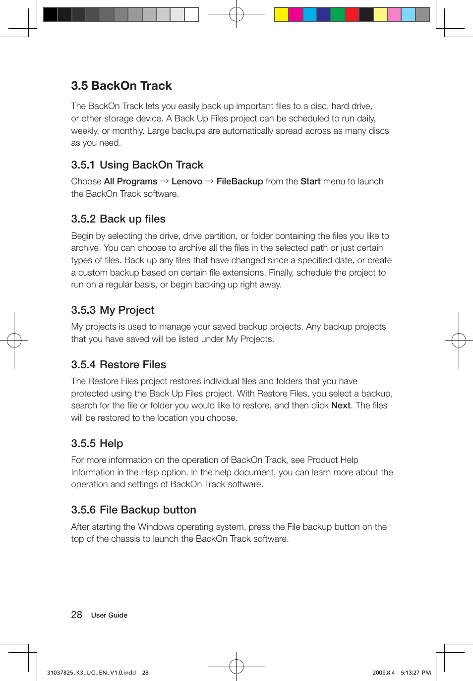 5 backon track | Lenovo IdeaCentre K300 User Manual | Page 33 / 45
