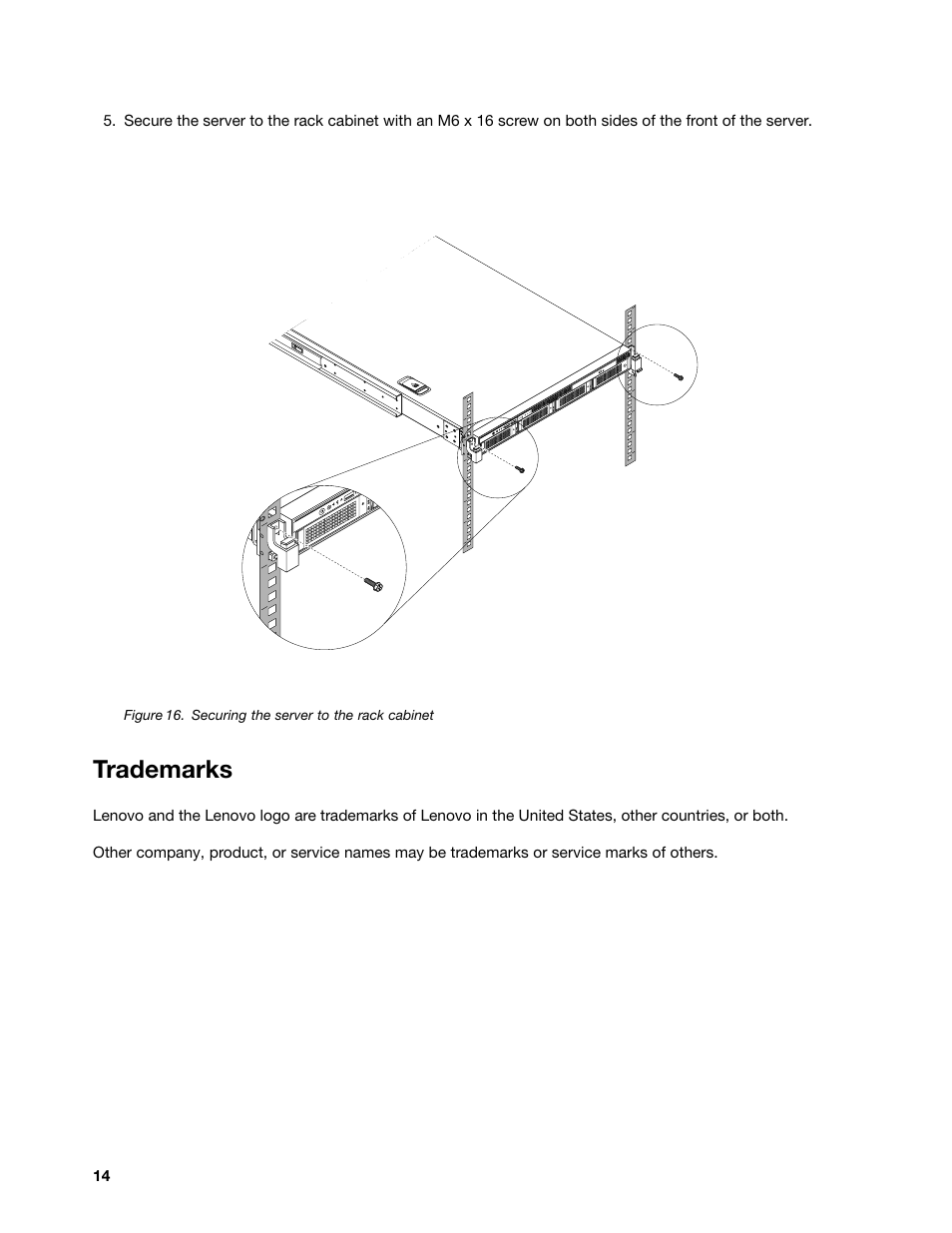 Trademarks | Lenovo ThinkServer RD530 User Manual | Page 14 / 16