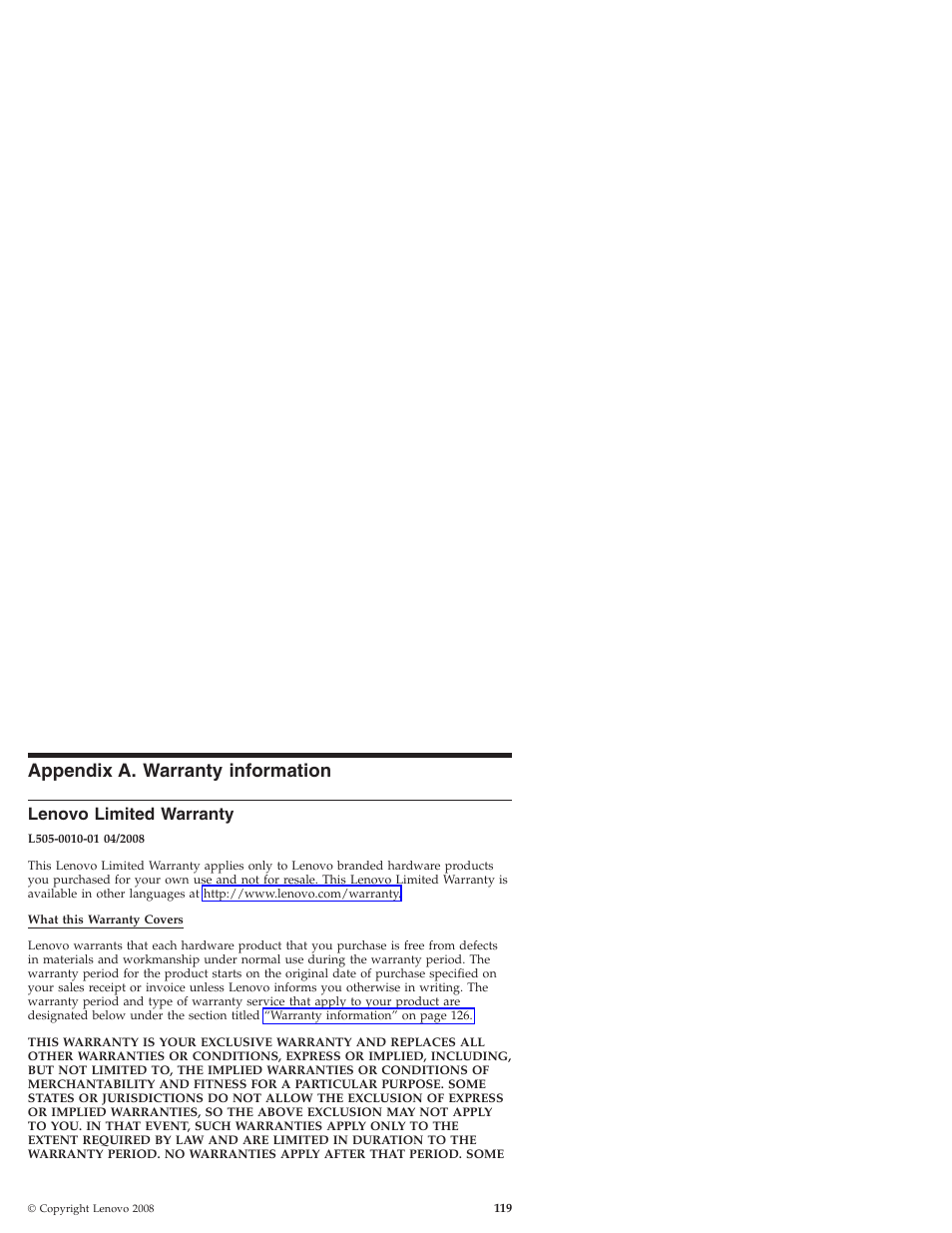 Appendix a. warranty information, Lenovo limited warranty, Appendix | Warranty, Information, Lenovo, Limited | Lenovo IdeaPad S9e -FR User Manual | Page 127 / 176