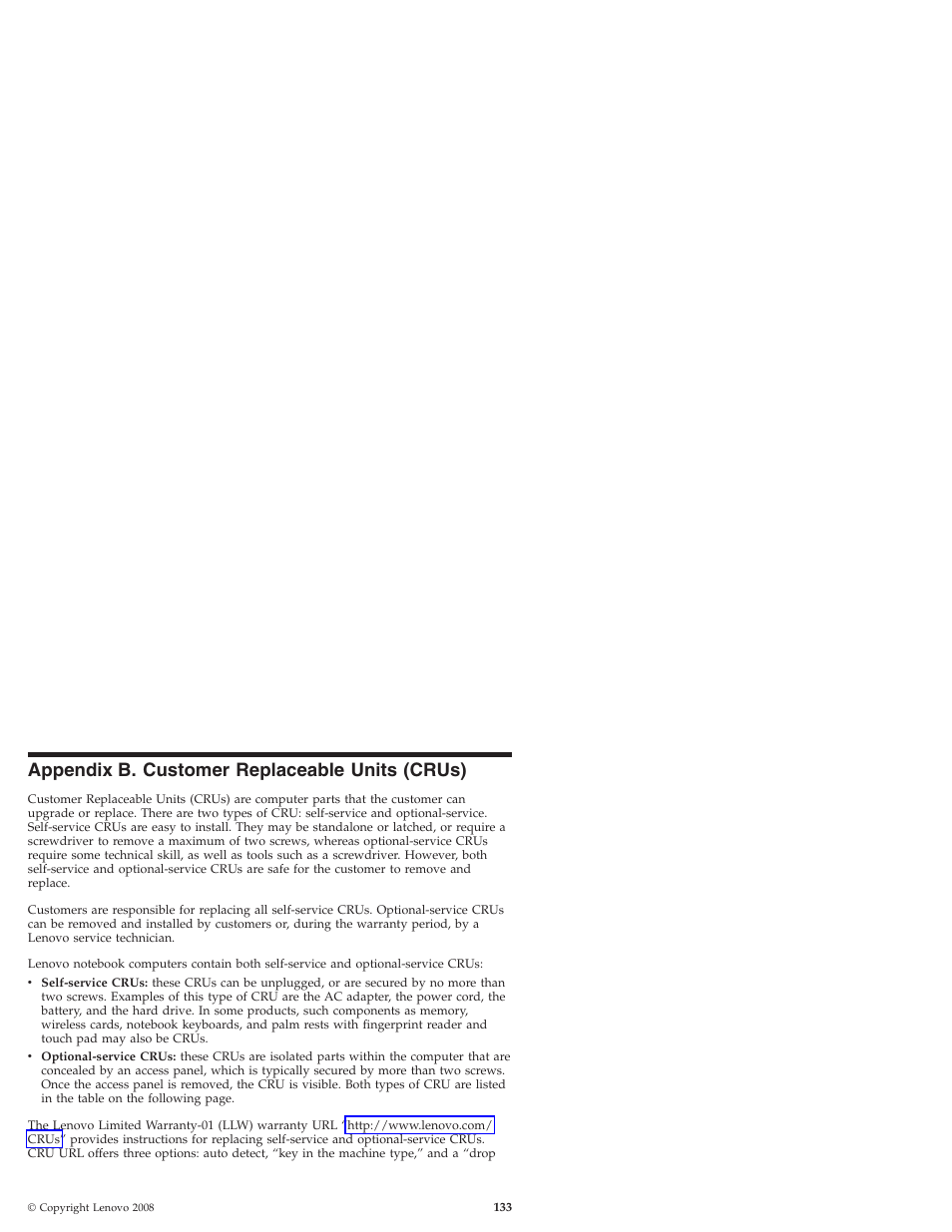 Appendix b. customer replaceable units (crus), Appendix, Customer | Replaceable, Units, Crus) | Lenovo IdeaPad S9e -FR User Manual | Page 141 / 176